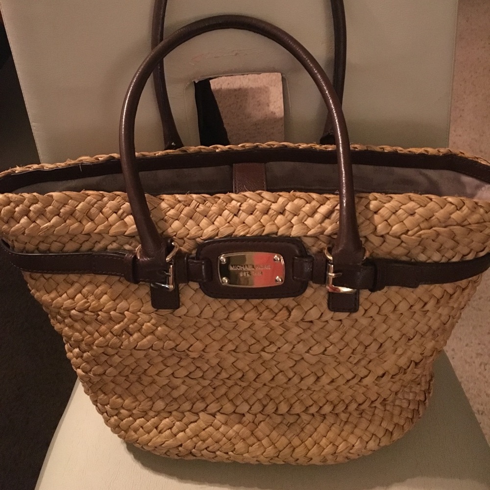 MICHAEL Michael Kors Brown Straw Mini Tote